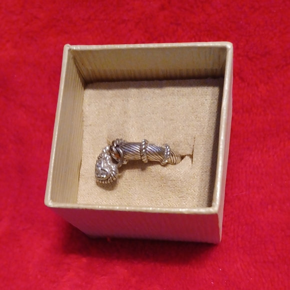 Judith Ripka sterling silver  heart charm ring with Diamonique stones. Size 7. - Picture 3 of 5